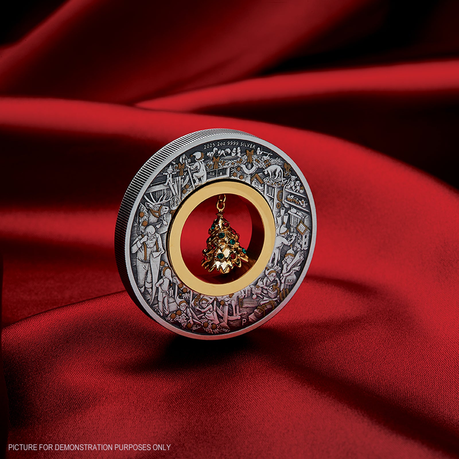 2025 Perth Mint Santa's Workshop 2oz Silver Antiqued Coloured Coin